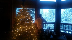 Denton Enjoying the Morning's View at our cabin in Serene Lakes