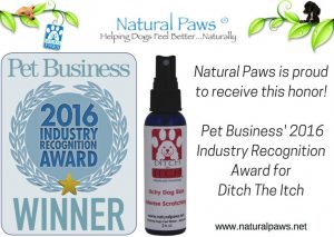 Dog Allergies Answer #1-Natural Paws-Ditch the Itch wins a 2016 Award