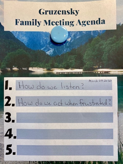 Gruzensky family meeting agenda